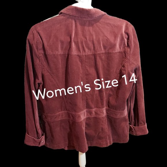 Sag Harbor Jean Company Burgundy Jacket Women's Size 14 - Picture 2 of 7